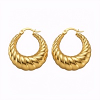 Boucles d'oreilles creuses en acier inoxydable électroplaqué style INS euro-américain, dorées en titane, pour femmes