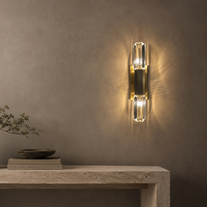 Clear Prism Crystal Wall Lamp Double Head Vertical Wall <b>Sconce</b> For Hotel Suite And Residential Interior - Product Image 2