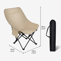 Chaise lune inclinable d'extérieur à dossier haut et pliable avec structure en acier au carbone - Chaise de détente pour le camping, les pique-niques et la plage