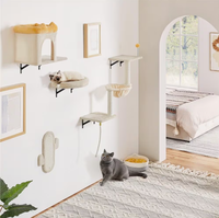 Tempat Garukan Kucing Kayu Solid yang Dipasang di Dinding, Garukan Kucing Dinding, Tempat Bertengger Kucing di Dinding, Mainan Pengasah Cakar Hewan Peliharaan