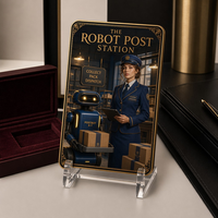 The Robot Post Station Ensemble de collection de cartes à collectionner en métal gravé de qualité supérieure pour les collectionneurs professionnels et les passionnés de technologie