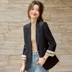 Women's Blazer Off White Solid Color Polyester Anti Wrinkle Spring Autumn Casual Korean Style Elegant Fit - Product Image 3