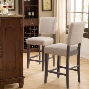 Set di 2 sedie imbottite alte da bancone con seduta <span class=keywords><strong>grigio</strong></span> erica, <span class=keywords><strong>sgabello</strong></span> da bancone in legno - Product Image 2