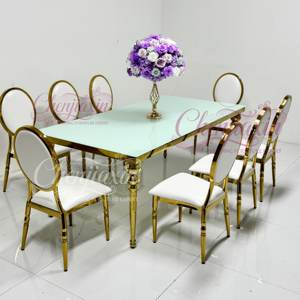 Venta al por Mayor 2026: Sillas y Mesas Rectangulares Modernas de Lujo de Vidrio y Acero Inoxidable para Bodas, Eventos y Fiestas VIP - Product Image 4
