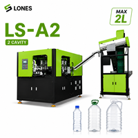 Machine de soufflage de bouteilles PET entièrement automatique LS-A2 à 2 cavités, 5 ml-2 L, avec PLC et moteur Mitsubishi pour bouteilles d'eau et de boissons