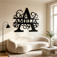 Décoration murale personnalisée en métal avec le nom de la famille AMELIA, lettres de l'alphabet en métal, décoration pour le salon