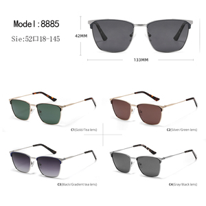 Gafas de Sol Cuadradas Unisex con Marco Metálico, Lentes Oscuras, Protección UV400, para Uso en Exteriores, Gafas de Sol Metálicas para Adultos - Product Image 3