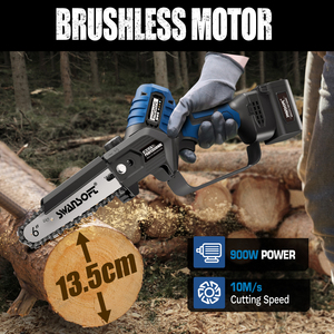 Tronçonneuse sans fil Swansoft 6 pouces, sans balais, modèle CS-2S, 21V 4Ah, pour la coupe du bois, l'élagage des arbres et le jardinage - Product Image 3
