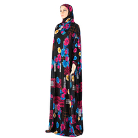 Robe musulmane ample à impression florale traditionnelle Abaya avec robe musulmane grande taille à manches chauve-souris pour femmes