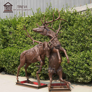 Statue in Bronzo a Grandezza Naturale di Alci in Azione TREVI |   Scultura di Toro in Fusione a Cera Persa per Ranch e Ingressi Commerciali - Product Image 3