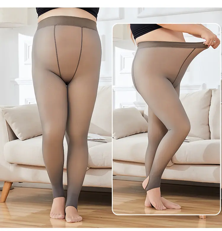 Phụ Nữ Lớn Cộng Với Kích Thước Slim Fake Mờ Ấm Berber Lông Cừu Pantyhose Xxl Dày Skinny Sherpa Chải Vớ Cho Phụ Nữ