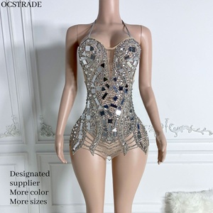 Nuovo Stile Ocstrade: <span class=keywords><strong>Abito</strong></span> da Festa con Strass Scintillanti, Vestito Aderente con Paillettes, Halter Sexy con <span class=keywords><strong>Schiena</strong></span> Aperta e Lacci, <span class=keywords><strong>Mini</strong></span> <span class=keywords><strong>Abito</strong></span> da Cerimonia - Product Image 1