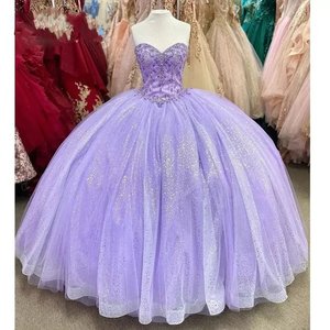 <span class=keywords><strong>Robe</strong></span> de Quinceañera Scintillante Lavande Rêveuse avec <span class=keywords><strong>Jupon</strong></span>, Col Cœur, Longueur Ras du Sol, Perles et Tulle, <span class=keywords><strong>Robe</strong></span> de Bal pour Soirées - Product Image 5