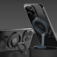 Support de téléphone magnétique double face amélioré, pliable et portable, avec anneau de maintien pour accessoires de téléphone portable