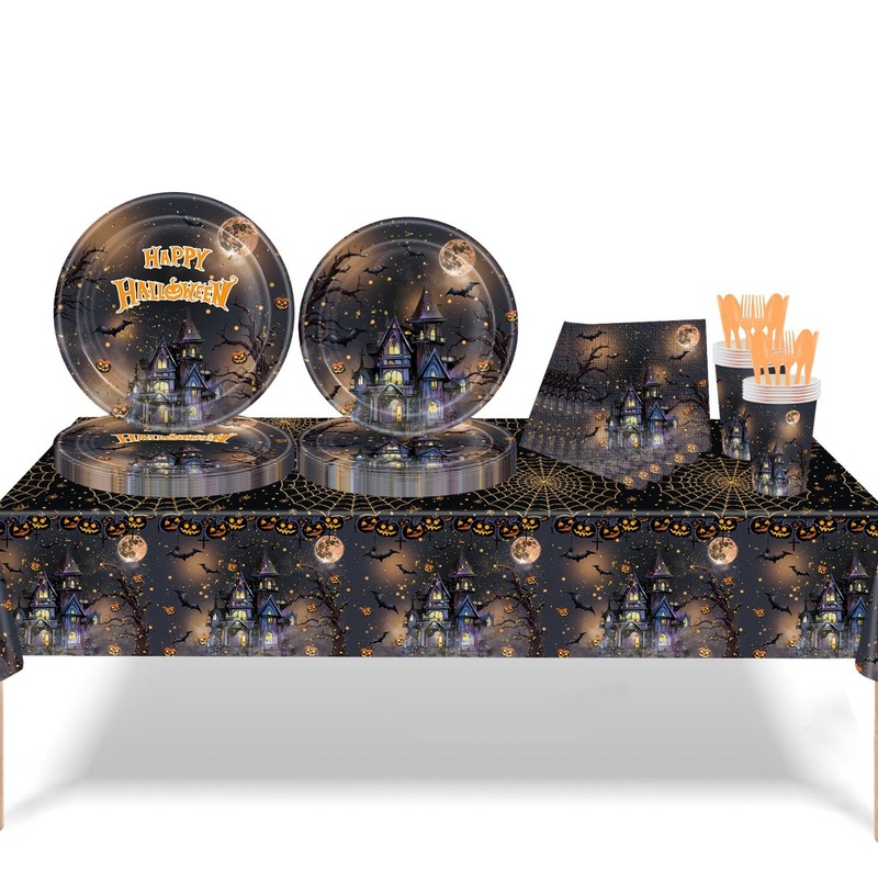 Halloween Party Tableware Set Spider Castle
