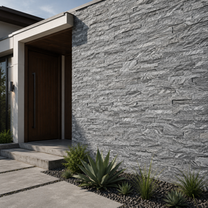 Revestimiento de Pared Exterior de Losa de Pizarra Negra, Diseño Minimalista de Superficie Dividida, Resistente a Ácidos - Product Image 5