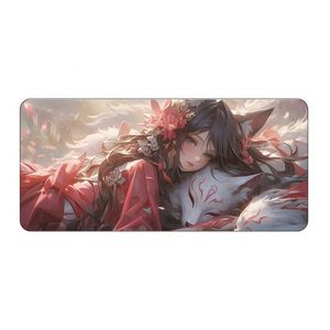 Tapis de souris XXL Renard à neuf queues, tapis de bureau gaming pour homme, style élégant, motif fille anime - Product Image 1