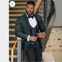 Afrikaans pak Herenpak Driedelig Slim Fit Zakelijk Banket Gastheer Kleding Groene Fruitkraag Pak West