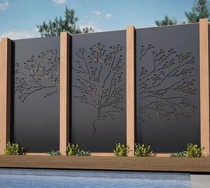 Paneles de <span class=keywords><strong>hierro</strong></span> para privacidad de jardín, cercado decorativo doble de lujo para el hogar, puertas y cercas para patios delanteros - Product Image 5