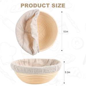 ตะกร้าอบขนมปังคุณภาพสูงจากวัสดุธรรมชาติ รุ่นสำหรับผสมแป้ง หมักแป้งเปรี้ยว มีดตัดแป้งเปรี้ยว พร้อมอุปกรณ์ช่วยตัด - Product Image 2