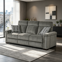 Canapé inclinable électrique moderne et élégant en tissu, avec fonction extensible et porte-gobelets, idéal pour les appartements et salons.