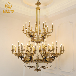 Jewellerytop Grande Taille Hôtel Lobby Villa <span class=keywords><strong>Baroque</strong></span> Palais Victorien De Luxe Pendentif Lumière Antique En Laiton Bougie <span class=keywords><strong>Lustre</strong></span> - Product Image 1