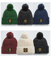 Gorro de Punto Personalizado con Logotipo de Silicona, Diseño de Pompones Térmicos de Invierno, Gorro de Punto Grueso de Alta Calidad con Puño, Unisex