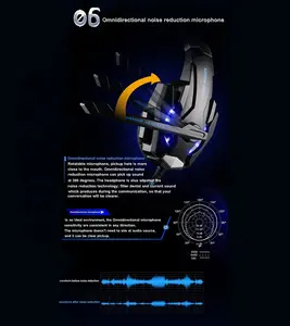 KOTION — écouteurs stéréo de Gaming G9000, casque d'écoute avec LED, PC, PS4, PS5