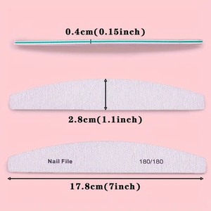 Half Moon Washable <b>Nail</b> <b>Files</b> 80 100 150 180 240 Grit Double Sided Manicure Tool - Product Image 5