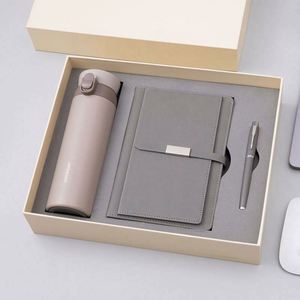 Brand Modern Simple Stainless Leather Insulated Pop-up Cup Business <b>Set</b> 052 China <b>Notebook</b> Festival Award Gift Box Custom Logo - Product Image 2