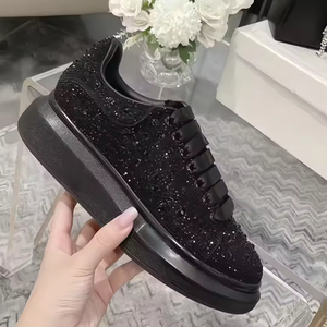 Zapatos Casuales de Diseño de Lujo con Cordones, Suela Gruesa y Plana, de PVC con Diamantes, Estilo Retro, para Hombre y Mujer - Product Image 1