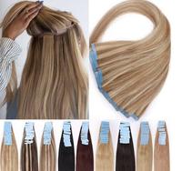 Extensions de cheveux à bandes adhésives double épaisseur, cheveux humains vierges non traités, cuticules alignées, pour la vente en gros aux salons