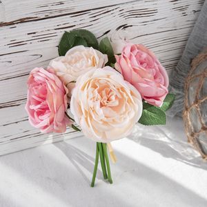 ช่อดอกกุหลาบประดิษฐ์ CallaFloral สีชมพูแชมเปญ ขาวนม งานแฮนด์เมด สำหรับตกแต่งงานแต่งงาน - Product Image 1