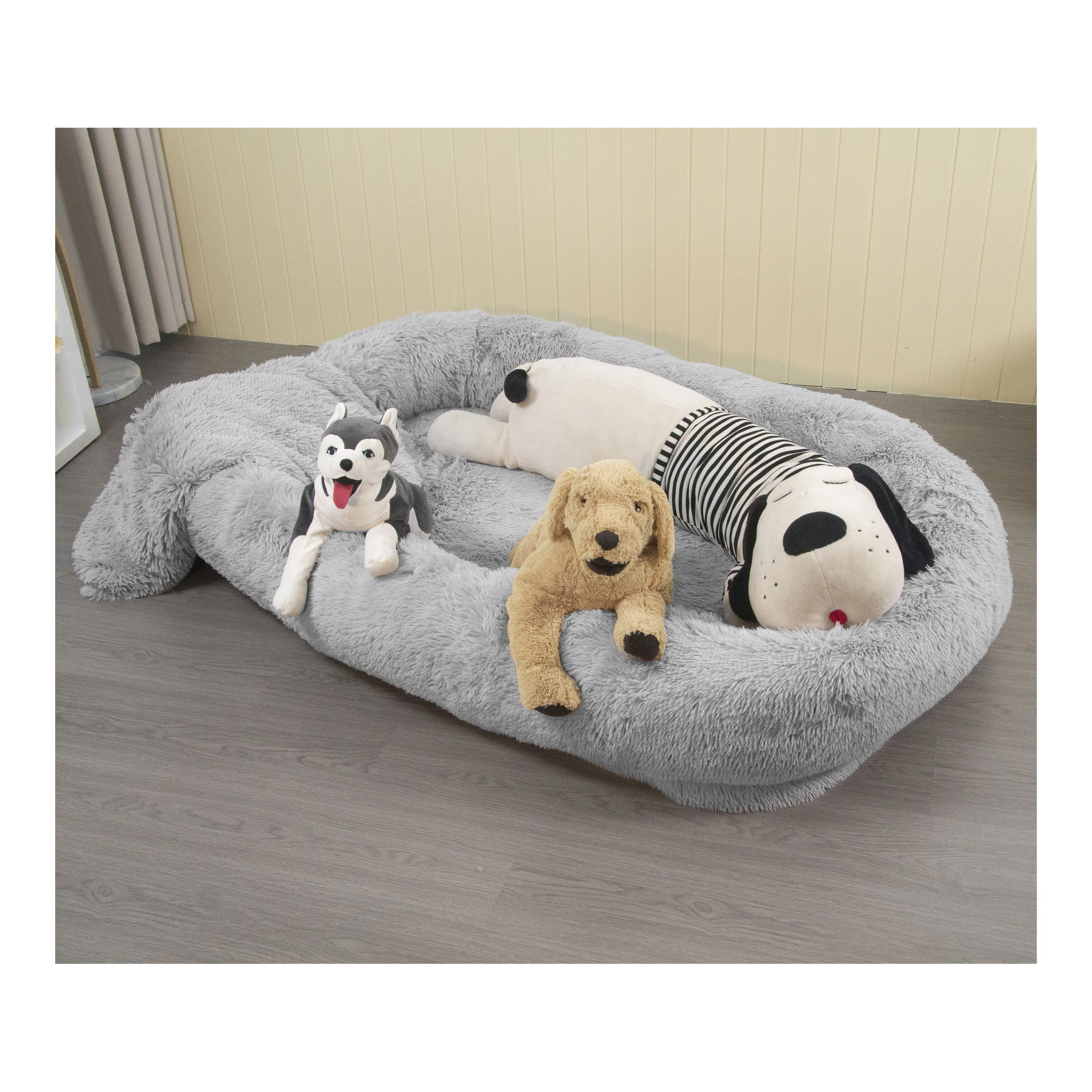 سرير كلب ضخم ثلاثي الأبعاد وغطاء مريح قابل للإزالة بحجم الإنسان سرير كلب بشري كبير مقاوم للماء للكلاب الكبيرة