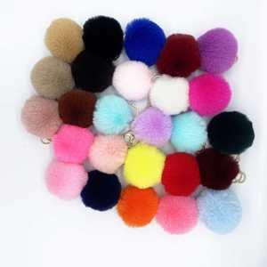 Wholesale Multicolor Cartoon Pompom Plush Car <b>Bag</b> Pendant Furry Fluffy Puff Ball 8cm Faux Rabbit Fur Ball Pom Pom Keychain - Product Image 4