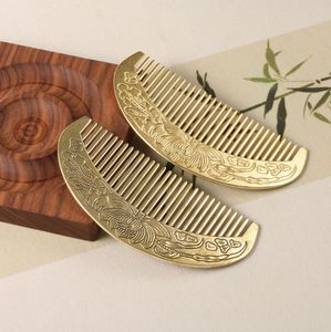 Antieke Oude Messing Spuitgieten Reliëf Kam Retro Bloem Koperen Kam Ambachten - Product Image 1