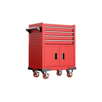 Chariot à outils robuste en fer, moderne, avec armoire et panneau perforé, portes verrouillables, OEM, capacité de charge de 300 kg, pour garage et atelier