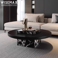 WISEMAX FURNITURE Table basse de salon minimaliste de luxe marbre noir table basse ronde en bois massif pour hôtel maison villa