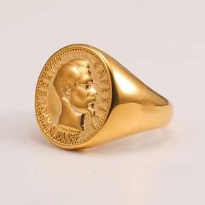 Bague Napoléon française, livraison rapide, acier inoxydable 316 plaqué or, étanche, ne se décolore pas, bijoux pour homme, bague de puissance - Product Image 4