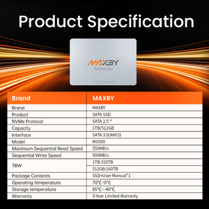 قرص صلب داخلي MAXBY بسعة 1 تيرابايت مقاس 2.5 بوصة SATA III عالي السرعة 550/500 ميجابايت/ثانية بتقنية TLC Flash لترقية أجهزة الكمبيوتر المحمولة والشخصية - Product Image 6
