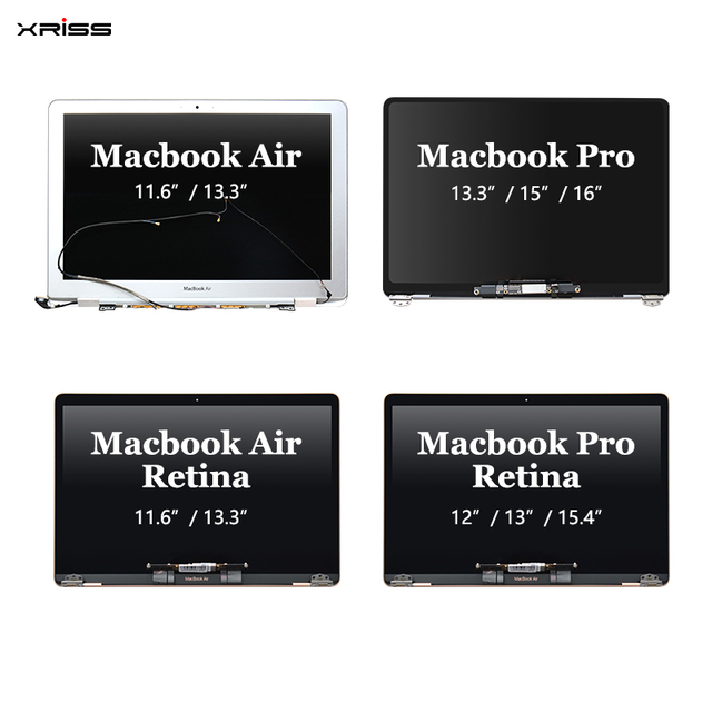Laptop Apple Screen Original A2159 A1369 A1466 A1534 A1398 12 13.3 15.4 16 Inch LCD Screen Assembly for MacBook Pro Screen