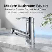Robinet mitigeur de lavabo à poignée unique à arc bas, prix abordable, à poser sur le comptoir, eau chaude et froide, avec douchette extractible, design contemporain