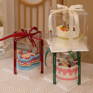 Wholesale Transparent Design Birthday Cake Box 4/6/8/10 Inch Tall Baking Cake Packaging <strong>Plastic</strong> <strong>Boxes</strong> - Product Image 4