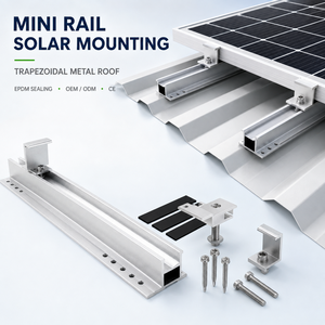 Custom Manufacturer CE Aluminum Mini Rail Solar Panel Mounting <b>System</b> for Trapezoidal Metal Roof Commercial PV Installation - Product Image 1
