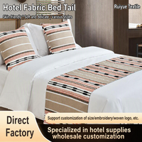 Serviette de lit en polyester pour hôtel, drap de lit rayé de luxe léger, tapis de chevet en tissu doux pour la peau, lavable en machine, 300TC