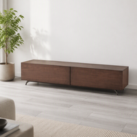 Meuble TV en bois massif de style minimaliste avec deux tiroirs, design rustique pour salon et chambre à coucher