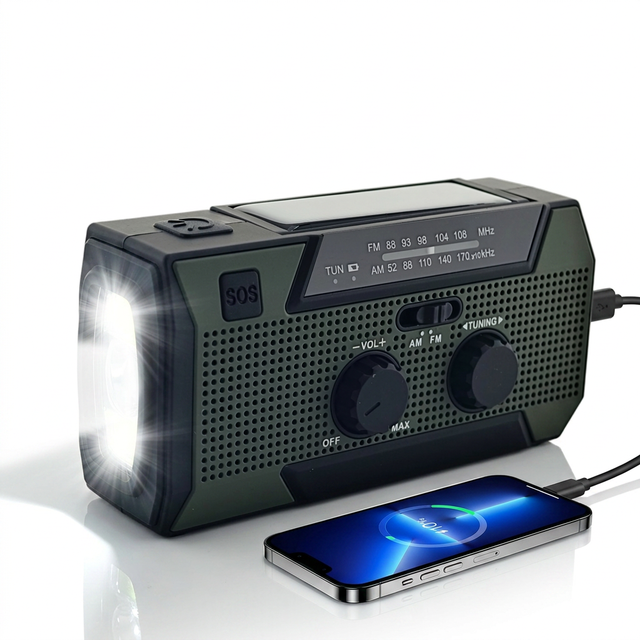 5000mAh High Output Power Bank Solar Rechargeable AmFm Radio USB-C IPX3 Waterproof Emergency Weather Alert Radio for Backpacking