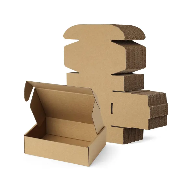 Hazır stok geri dönüşümlü oluklu kutu düz paketi kahverengi oluklu posta kutusu nakliye kutuları küçük