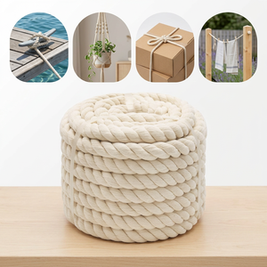 Cordon torsadé 100% coton naturel, résistant, doux, biodégradable et adapté aux travaux manuels, fabriqué sous des normes de qualité strictes - Product Image 1
