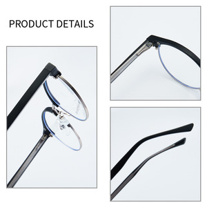 Lunettes de vue rondes classiques pour hommes Tr90, monture intégrale, 51-18-140, protection anti-lumière bleue, style professionnel - Product Image 2